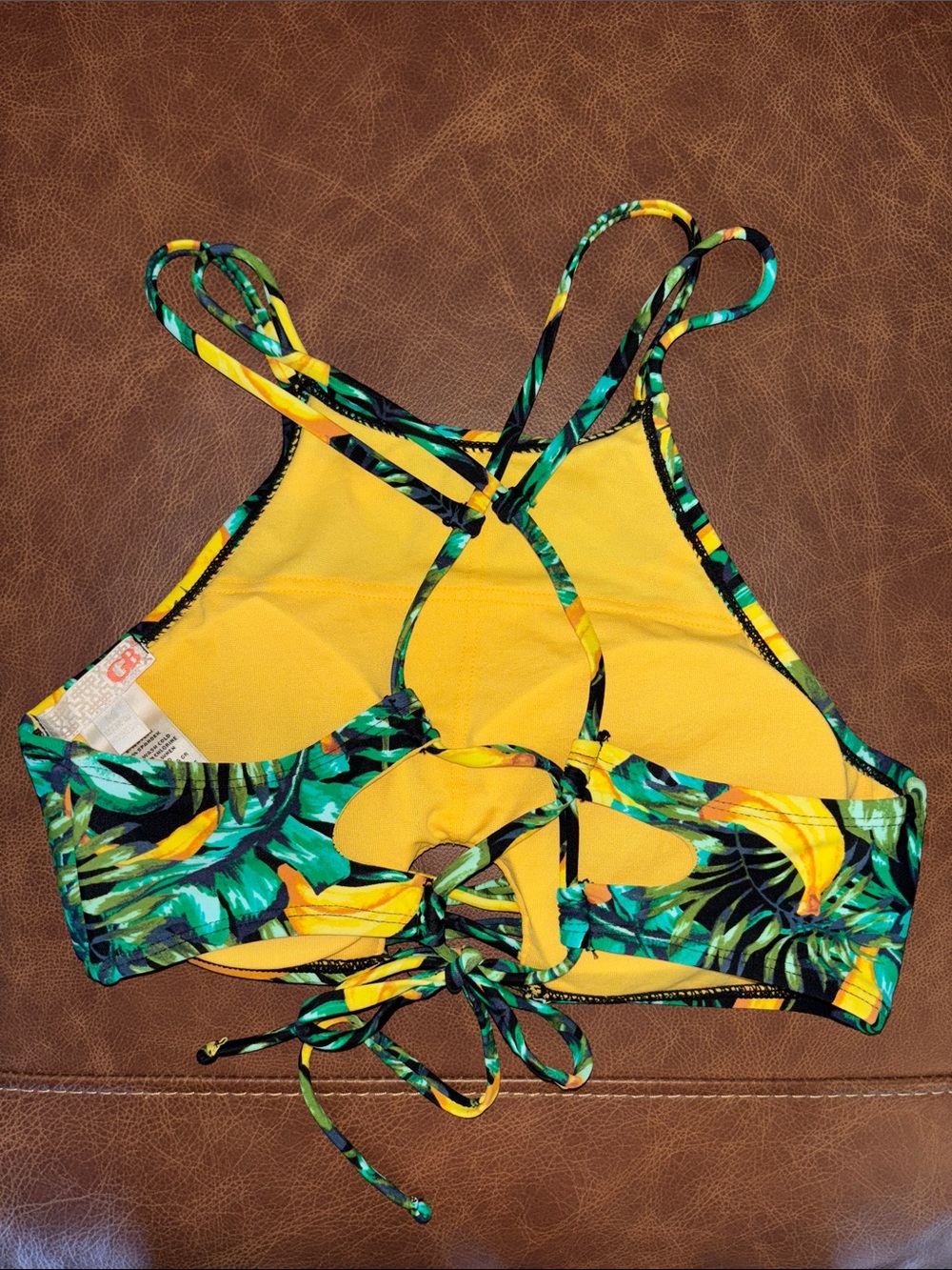 NWOT Gianni Bini Gone Bananas Yellow Tropical Print Bikini Set Women’s Medium - Picture 6 of 11